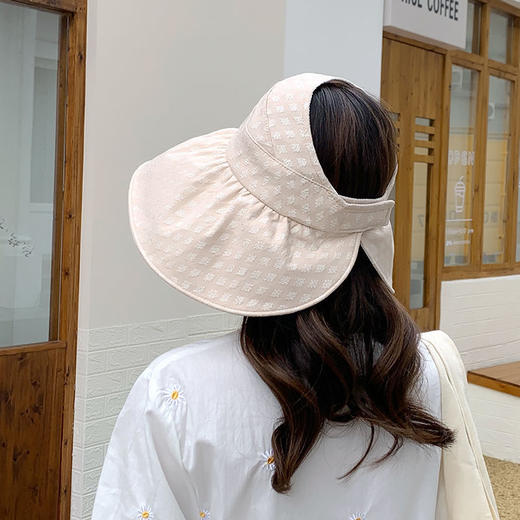 空顶帽女夏防紫外线可折叠遮阳防晒帽大帽檐黑胶遮脸全遮光太阳帽 商品图2