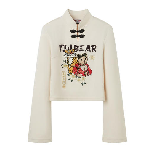 TeenieWeenie小熊2022春季新款半高领盘扣短款卫衣TTMA221103L 商品图4