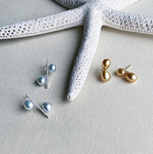 CHIC系列 18K钻石和南洋Keshi珍珠 耳钉 商品图1