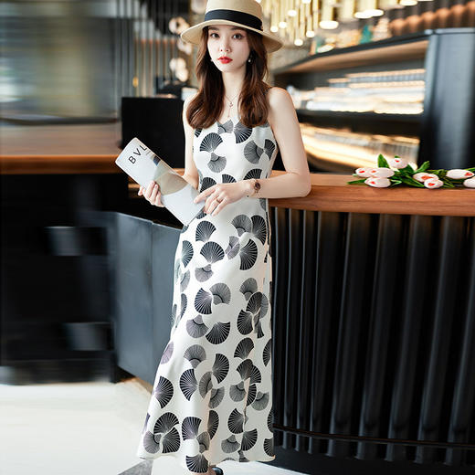 YQ-BGF102韩版时尚印花连衣裙中长款夏季沙滩裙打底裙 商品图3
