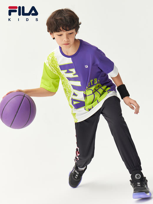 小斐乐儿童短袖T恤2022年夏季新款中大童男童运动透气上衣K12B223103F 商品图3