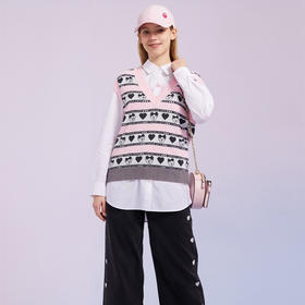 TeenieWeenie小熊2022春季新款V领针织衫背心马甲女甜美外穿内搭TTKN221202T