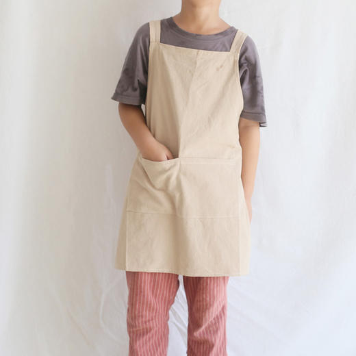 【清仓价简约围裙-儿童款】简约家居围裙纯色免系套头棉麻质感加厚面料柔软舒适 商品图8