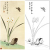于非闇竖幅工笔花鸟白描底稿-水仙花蝴蝶-YF38 商品缩略图0