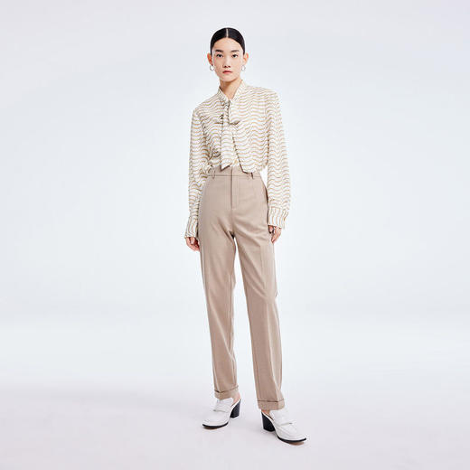 LILY2022夏新款女装小众设计感奶茶纹宽松垂感衬衫女122200C4169 商品图2