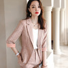 2022中袖新款粉色洋气条纹职业装女士套装韩版女神范工作服 MGG-XXN-22901 商品缩略图0