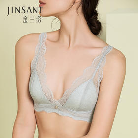 金三塔真丝无钢圈内衣女蕾丝性感法式三角杯文胸 NZFAA307