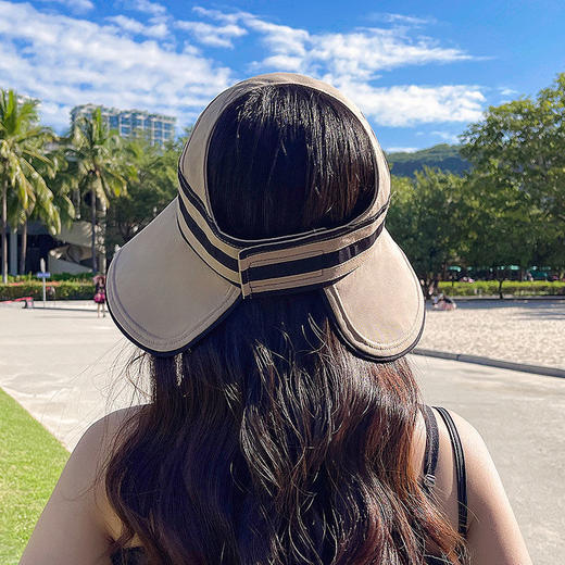 帽子女夏新款黑胶防晒空顶帽户外防紫外线大檐遮全脸遮阳帽太阳帽 商品图2