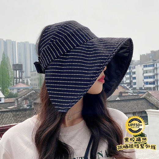 帽子女圆脸大脸显瘦夏季防晒新款百搭春夏渔夫帽空顶太阳帽子遮脸 商品图0