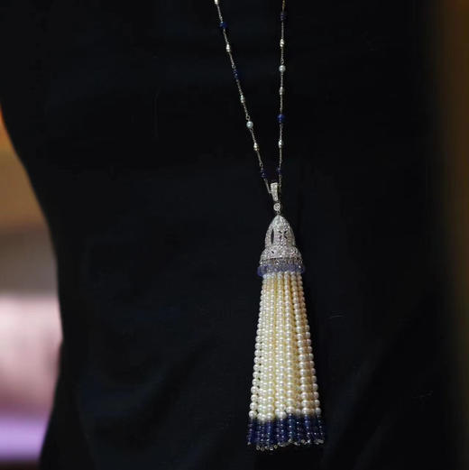 RETRO系列 18K镶蓝宝石、钻石和淡水珍珠流苏链 商品图2