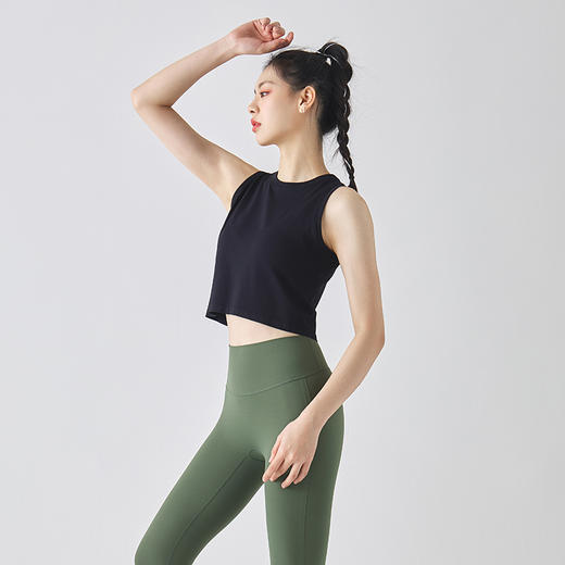 Leorrey乐拉运动无袖宽松上衣短款健身外穿T恤显瘦透气篮球短袖亲肤 商品图3