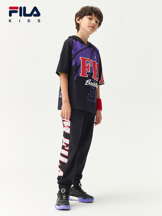 小斐乐儿童休闲长裤2022夏季新款男大童运动透气梭织束脚裤K12B223801F 商品图3