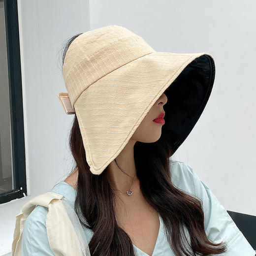 帽子女圆脸大脸显瘦夏季防晒新款百搭春夏渔夫帽空顶太阳帽子遮脸 商品图3