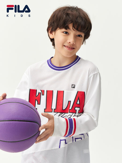 小斐乐儿童长袖衫2022夏季新款男大童宽松弹力运动长袖T恤K12B223205F 商品图4