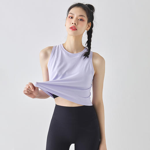 Leorrey乐拉运动无袖宽松上衣短款健身外穿T恤显瘦透气篮球短袖亲肤 商品图0