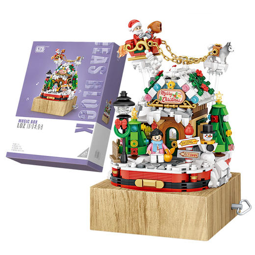 LOZ 俐智 微钻小颗粒积木城堡拼装玩具智力女孩旋转3D立体圣诞节音乐盒动漫卡通礼品生日情人节礼物 1238圣诞屋音乐盒 商品图2