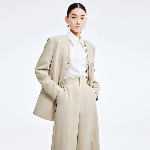 LILY2022夏新款女装设计感小众洋气纯色无领西装外套122200C2126 商品图1