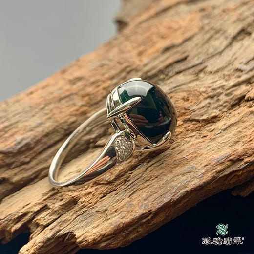 派瑞翡翠 18k金翡翠戒指 糯种 墨翠 商品图1