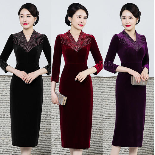 上海旗袍厂DNO-1LH7619旗袍新款过年礼服连衣裙 商品图0