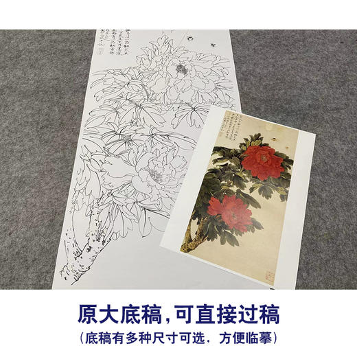 于非闇竖幅工笔花鸟白描底稿-牡丹-YF33 商品图1