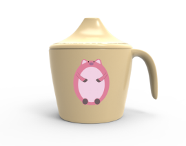 壳氏唯儿童双耳杯（粉红猪） 杯子:13.3*6.9*8.3