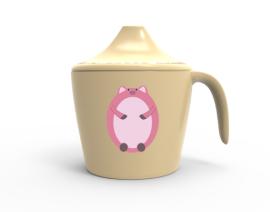 壳氏唯儿童双耳杯（粉红猪） 杯子:13.3*6.9*8.3 商品图0