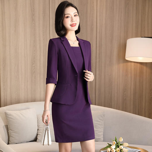 YQ-YQ8602-911小西装连衣裙套装女式春夏季韩版时尚职业装套裙修身七分袖西服女 商品图2