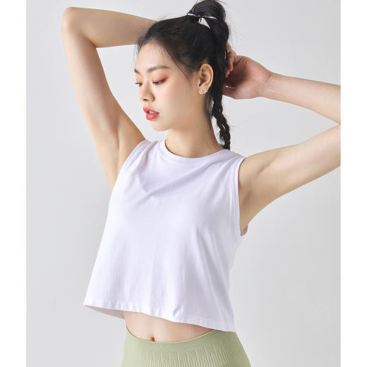 Leorrey乐拉运动无袖宽松上衣短款健身外穿T恤显瘦透气篮球短袖亲肤 商品图1