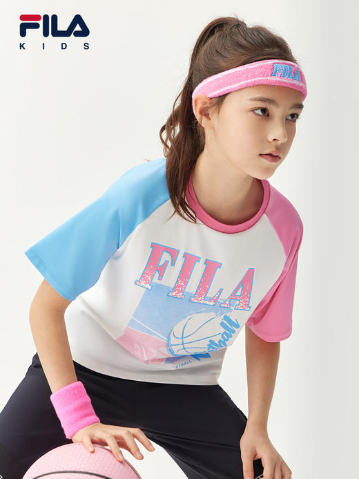 小斐乐儿童T恤2022夏季新款女大童薄款透气运动短袖T恤K12G223104F 商品图2