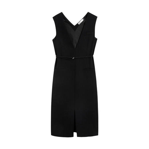 LILY2022夏新款女装时尚优雅V领洋气小黑裙连衣裙女122200C7117 商品图4