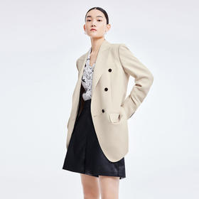 LILY2022夏新款女装气质通勤款撞色排扣宽松西装外套122200c2165