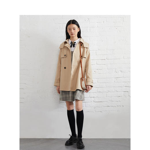 TeenieWeenie小熊2022新款春宽松韩版显瘦中长款连帽风衣外套TTJT221202P 商品图4