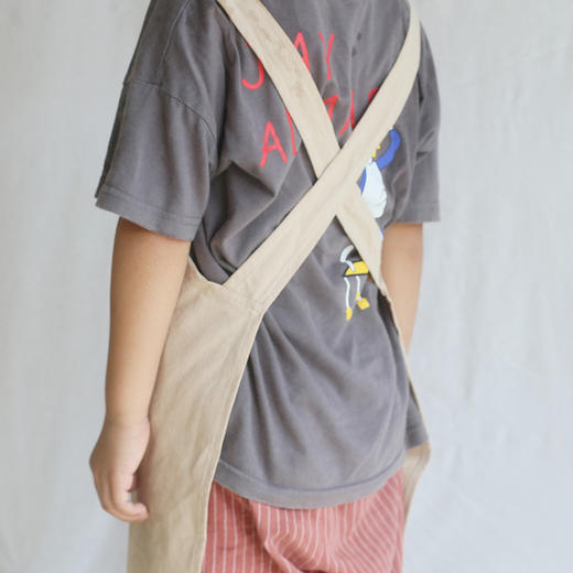【清仓价简约围裙-儿童款】简约家居围裙纯色免系套头棉麻质感加厚面料柔软舒适 商品图2