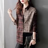 QMCZT7273 拼接格子衬衫女韩版设计感小众2021年春季新款外穿长袖衬衣 商品缩略图3