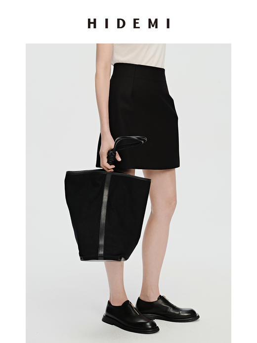 HIDEMI设计感水桶包中号/大号 帆布拼皮 商品图14