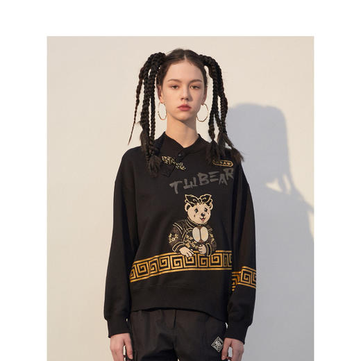 TeenieWeenie小熊套头卫衣女复古国风宽松毛圈棉帽衫TTMA221102L 商品图3