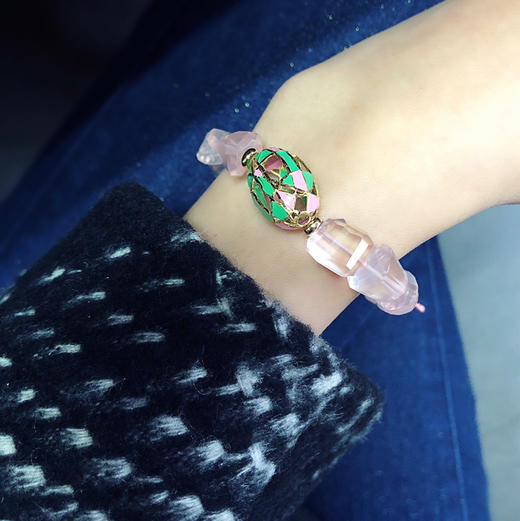 CHIC系列 珐琅和天然粉晶手链☘️ 商品图1