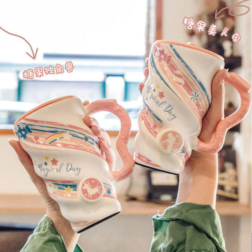 屿鹿大容量马克杯带盖勺情侣杯子陶瓷杯可爱水杯少女创意个性潮流 商品图0
