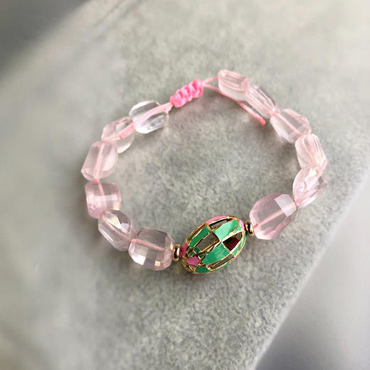 CHIC系列 珐琅和天然粉晶手链☘️ 商品图0
