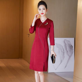 LC-2207春装新款礼服改良旗袍修身时尚喜婆婆婚宴高贵连衣裙