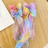 精品进口雪花纱冰雪公主头饰儿童大蝴蝶结长飘带编发发夹马尾夹子 商品缩略图7