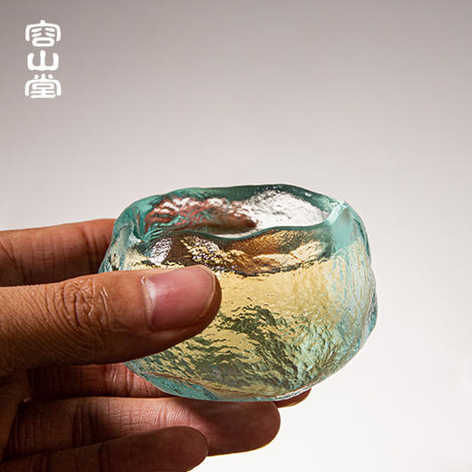 容山堂天青琉璃冰冻烧茶杯加厚主人杯单杯手工玻璃个人茶具品茗杯 商品图3