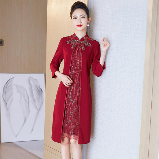 LC-2203春季新款婚礼礼服喜婆婆婚宴装高贵假两件结婚服 商品图3