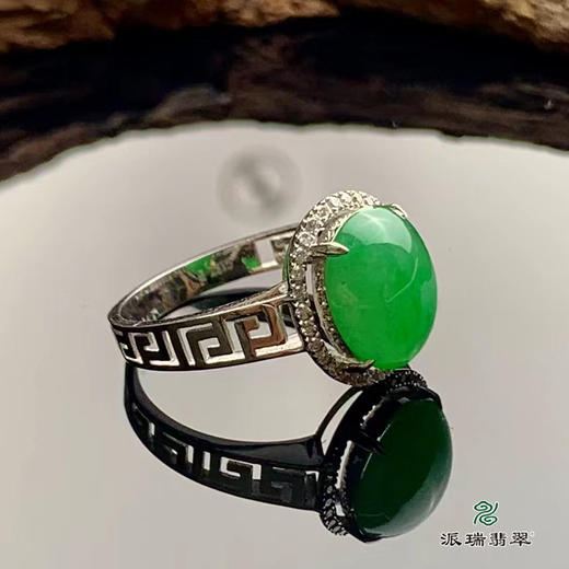 派瑞翡翠 18k金翡翠戒指 糯种 阳绿色 商品图4