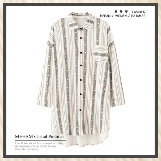 衬衫睡裙女春秋季纯棉长袖韩版开衫连衣裙秋冬长款性感宽松家居服 商品图5