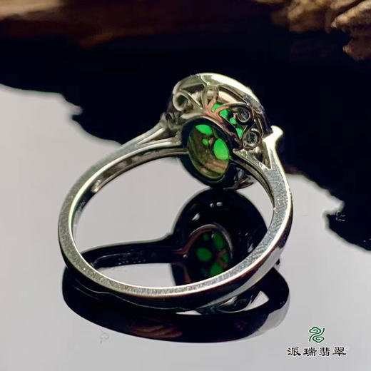 派瑞翡翠 18k金翡翠戒指 糯种 阳绿色 商品图4