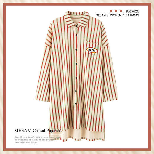 衬衫睡裙女春秋季纯棉长袖韩版开衫连衣裙秋冬长款性感宽松家居服 商品图7