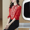 KQL 439H664绣花缎面重磅仿真丝衬衫 商品缩略图3