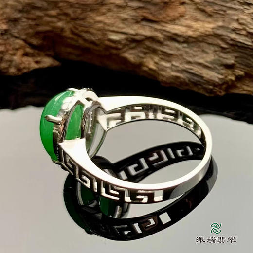 派瑞翡翠 18k金翡翠戒指 糯种 阳绿色 商品图3
