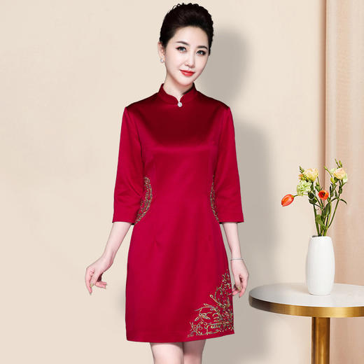 LC-2018春秋新款女装婚庆礼服遮肚显瘦A字连衣裙 商品图3